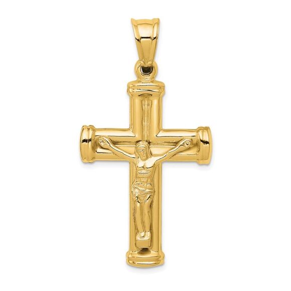 14k Yellow Gold Reversible Crucifix Pendant